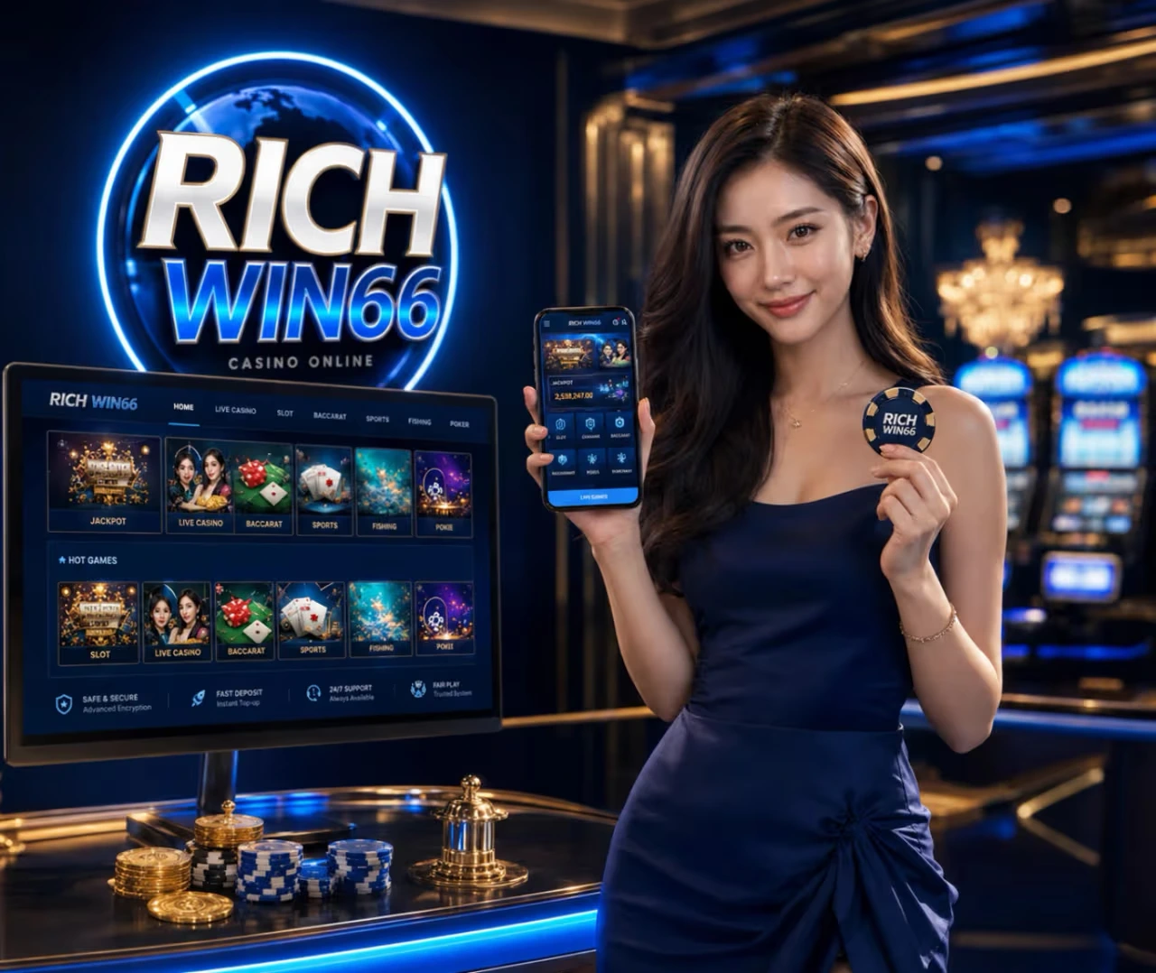 นางแบบเอเชียและโลโก้ KUBET88 สำหรับเว็บคาสิโนออนไลน์